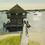 Robert L. Bowden Boat House Watercolor 15”x15”