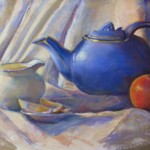 Marianne Fyda Still Life with Blue Teapot Pastel on Wallis Paper 11”x17”