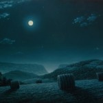 Paul McMillan Hay Bales Nocturne oil on panel 36”x48”
