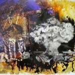 Dianne Bauman, 
Pittsburgh<br>
<b>Blood for Oil</b><br>
Watercolor on Yupo paper<br>
24" x 30"<br>
