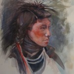 Connie Clutter, 
Washington<br>
<b>Shoshone Warrior</b><br>
Watercolor<br>
16 x 18"<br>
