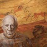 Jaime Cooper<br><b>
Picasso in the Hall of Bulls</b>
oil and 24k gold on linen
18 x 30
