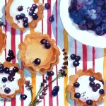 Peg Panasiti<br><b>
Blueberry Lavender Tarts</b>
watercolor
11 x 15
