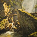 Robert S. Newell, <b>Through the Mist Cucumber Falls </b>Oil on canvas, 14 x 18