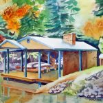Patricia Majcher, <b>Smith Mountain Lake Dock </b>Watercolor, 14 x 20