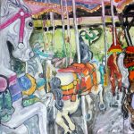 Phiris Sickels, <b>Kennywood Carousel </b>Watercolor on Yupo 40 x 30