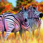 Lydia Mack
 <b> Skukuza Zebras </b>
oils on canvas, 
20 x 30 