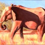 Lydia Mack
 <b>Elephant, 
Ehlanzeni, 
South Africa </b>
Oils on canvas, 
9 x 12 
