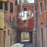 Marcia Koynok
<b> Stones and Fabric/Venice </b>
Oil on gesso board, 
16 x 13 
