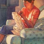 <h3><b>AWARD OF EXCELLENCE, </b>Jan Landini, <b>A Stitch in Time,</b>  Watercolor, 20 X 16</h3>