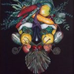 <h3>Karen Rafferty, <b>Rafferty3VeggieMan.jpg,</b>  Oil, 16 x 20</h3>