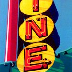 <h3>Douglas Thomas, <b>Diner,</b>  11 Color Reduction Linocut, 22 x 10</h3>