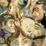 <h3>Kathleen Zimbicki, <b>Homage to Ensor,</b>  Watercolor, 30  x 24</h3>