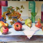 <h3>Catherine Rosensteel, <b>Fall Beauties,</b>  Watercolor on board, 20 x 30</h3>