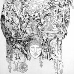 Marcia Comer, Headdress, 
Ink on Canvas, 32 x 23 
