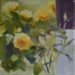 Patricia Dickun, Yellow Roses, Oil, 8 x 8
