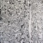 Marcia Comer<br><b>
Curtain (2)</b><br>
Ink on canvas, 
31 x 21
