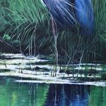 Lydia Mack<br><b>
Great Blue</b><br>
Oils over acrylics on canvas, 
36 x 12
