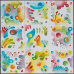 Joseph Schildkamp<br><b>
Mutation<br></b>
Acrylic on 9 interchangeable foam core units, 
36 x 36
