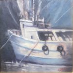 Becky Mormack<br><b>
The Fishing Boat</b><br>
Acrylic and oil, 
12 x 12
