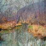 Kevin Kutz, 
<B>Late Autumn, 
Shovers Run, </B>
Oil on Burlap, 
38 x 58
