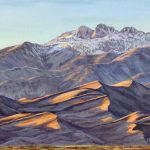 Stephanie Moraca, 
<B>Great Sand Dunes Sunset, </B>
Acrylic on canvas panel, 
12 x 16
