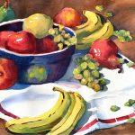 Peg Panasiti, 
<B>Mom’s Blue Bowl, </B>
Watercolor, 
20 x 27
