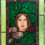 Mandy Sirofchuck, 
<B>Beguiled, </B>
Painted kiln fired stained glass, 
24 x 18
