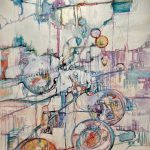 Renee Keil,
Convergence,
Watercolor, acrylic, pastel,
48 x 36
