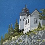 Douglas Thomas,
Bass Harbor,
Reduction Linocut,
3 x 3
